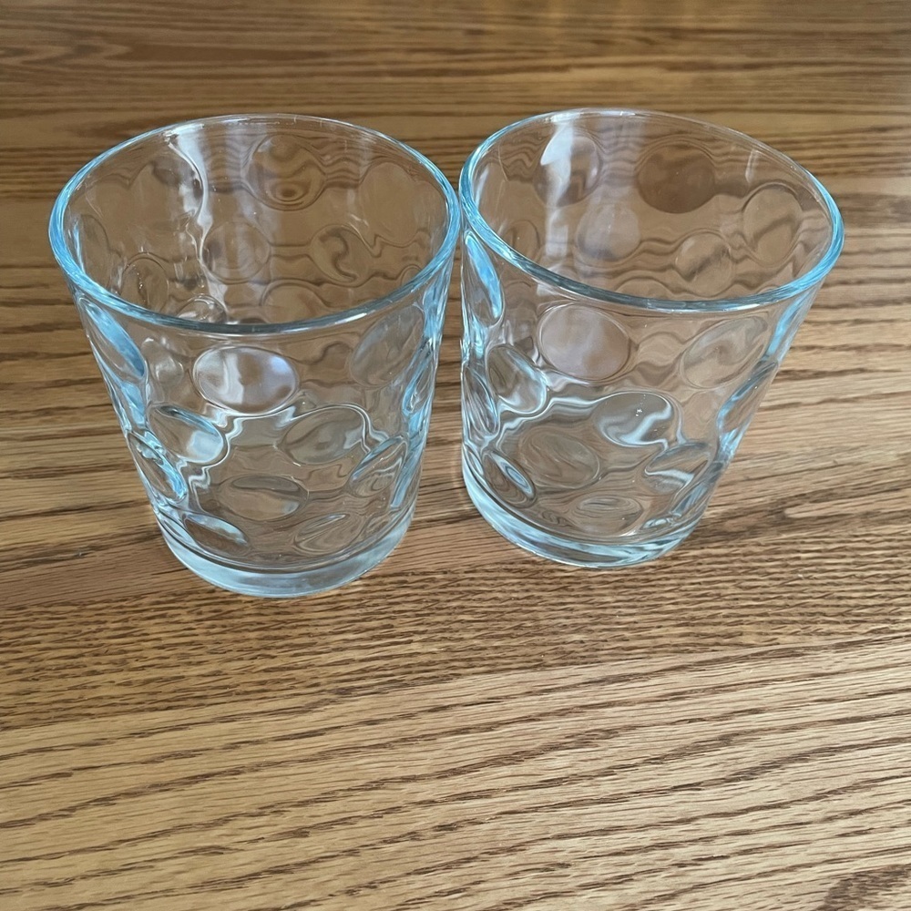 Vintage Whiskey Rocks Vodka Glass Pair Circle Dot “Mirage” Pattern by Pasabahce